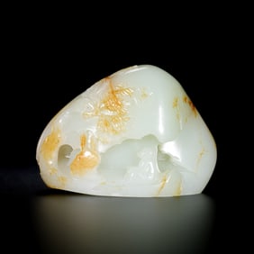 CHINESE QING DYNASTY HETIAN JADE RAW STONE CARVING