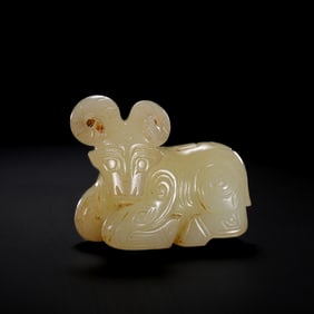 CHINESE WESTERN ZHOU DYNASTY HETIAN WHITE JADE LYING SHEEP