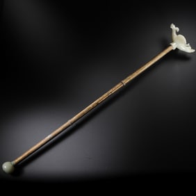 CHINESE LIAO DYNASTY HETIAN JADE GILDED SCEPTER