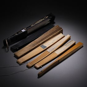 A SET OF ANCIENT FOLDING FANS