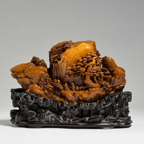 QING DYNASTY A TIANHUANG STONE CARVED MOUNTAINS
