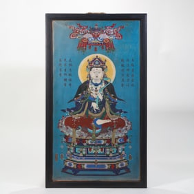QING DYNASTY. A CLOISONNé BUDDHA HANGING SCREEN