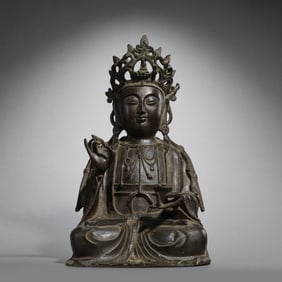 MING DYNASTY, BRONZE SEATED BUDDHA STATUE
