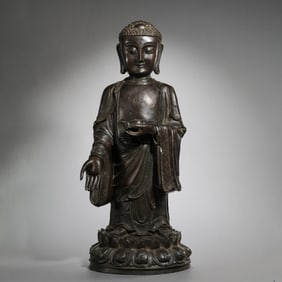 MING DYNASTY. BRONZE STATUE OF A STANDING BUDDHA