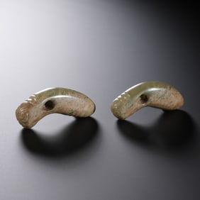 A PAIR OF JADE CICADAS FROM THE HONGSHAN CULTURE, HONGSHAN PERIOD, BEFORE THE MING DYNASTY