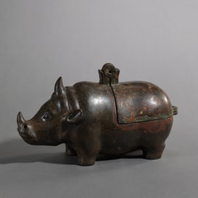BEFORE THE MING DYNASTY, BRONZE RHINOCEROS URN