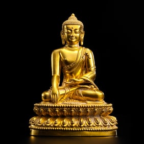 A PURE GOLD STATUE OF SAKYAMUNI BUDDHA, MING XUANDE PERIOD