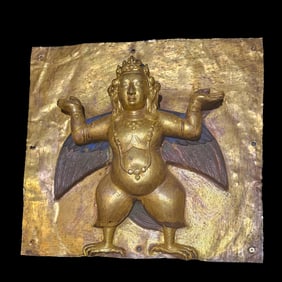 MING DYNASTY. GILT-BRONZE BUDDHIST TABLET