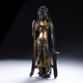 DALI KINGDOM10CENTURY, GILT-BRONZE STANDING BUDDHA