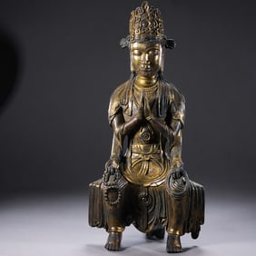 DALI KINGDOM10CENTURY, GILT-BRONZE SEATED BUDDHA