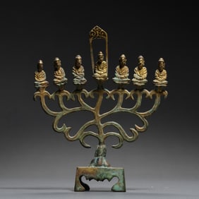 7-10CENTURY, TANG DYNASTY GILDED BRONZE SEVEN-STAR BUDDHA