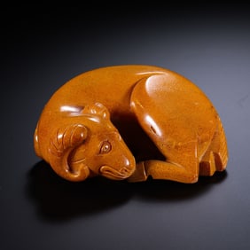 10-12CENTURY, LIAO DYNASTY BEESWAX LYING SHEEP