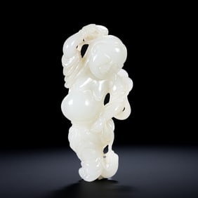 QING DYNASTY. HETIAN WHITE JADE STANDING FIGURE