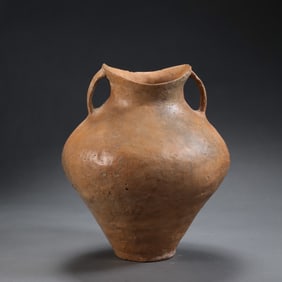 BEFORE THE MING DYNASTY, DOUBLE-HOOK POTTERY JAR