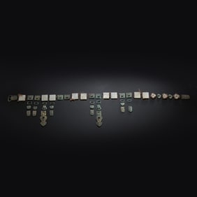 10-12A SET OF GILT-BRONZE JADE-INLAID BELT PLATES FROM THE LIAO DYNASTY