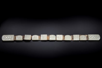 10-12A SET OF HETIAN WHITE JADE BELT PLATES FROM THE LIAO DYNASTY