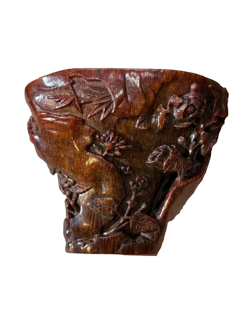 Chinese Qing Dynasty Horn Carved Cup (1 of 7)