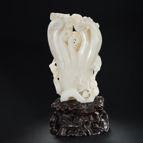 Chinese Qing Dynasty Hetian White Jade Buddha Hand Ornament