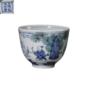 Doucai cup with story designs from the Chenghua period of the Ming Dynasty, China
