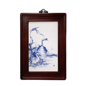 Blue and white porcelain panel painting by Wang Bu, a 20th century Chinese art master