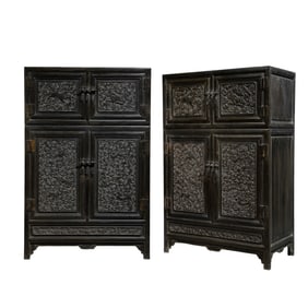 A pair of Chinese Qing dynasty rosewood cabinets