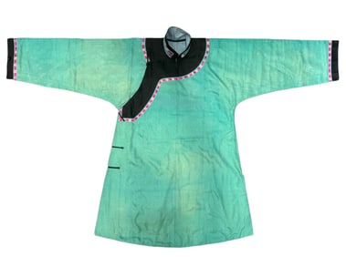 Chinese Qing Dynasty Green Bordered Women's Robe