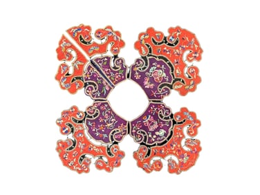 Chinese Qing Dynasty Four-sided Ruyi-style Butterfly and Flower Pattern Cloud Shoulder