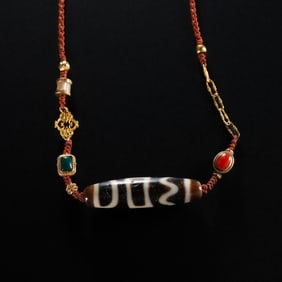 Pure Dzi Bead Necklace from the Tang Dynasty, China