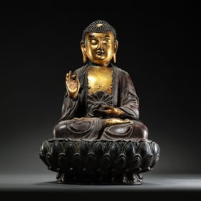 Chinese Ming Dynasty Gilded Bronze Seated Buddha