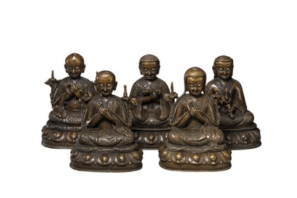 A group of Chinese Qing Dynasty alloy bronze Buddha statues