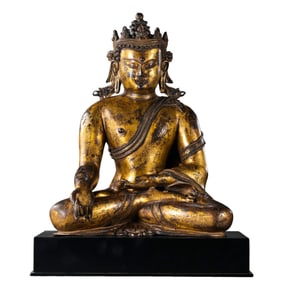 Chinese Ming Dynasty Gilded Bronze Seated Buddha