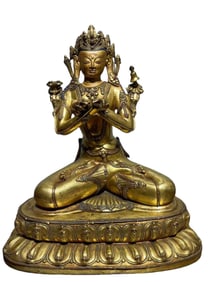 Chinese Qing Dynasty Gilt Bronze Seated Buddha