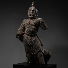 Chinese Tang Dynasty Bluestone Standing Heavenly King