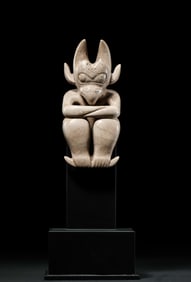 Chicken bone and white jade sun god statue of Hongshan culture in China during the Neolithic period