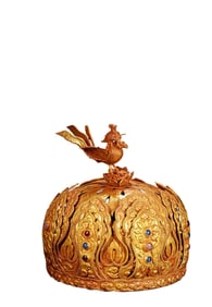 Chinese Tang Dynasty pure gold inlaid gemstone hat crown