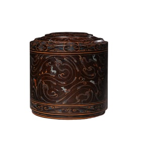 Chinese Han Dynasty wooden painted lid box