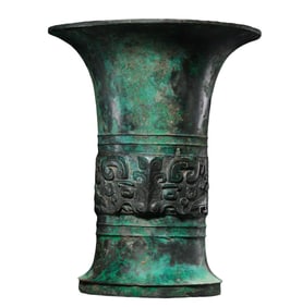 Bronze goblet with animal face pattern from the Shang and Zhou dynasties, China