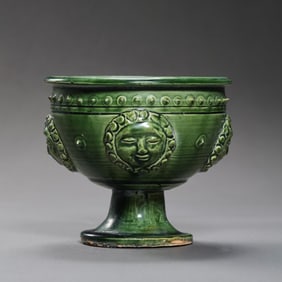 Chinese Sui Dynasty green glaze high-footed cup