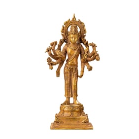 West Asian Gilded Bronze Buddha Standing Figure