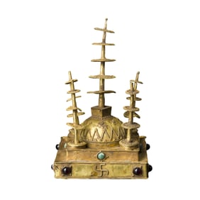 Ancient Persian culture pure gold inlaid gemstone tower
