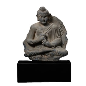 Seated Buddha statue from the Gandhara period, 6th century BC