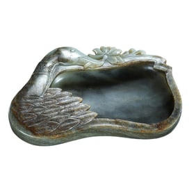 Chinese Qing Dynasty Hetian Jade Duck-shaped Washbasin