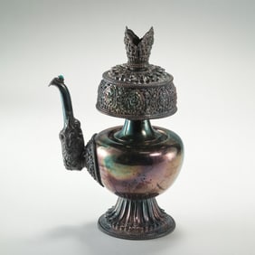 Chinese Qing Dynasty Tibetan Silver Pot