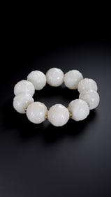 Chinese Qing Dynasty Hetian White Jade Bracelet