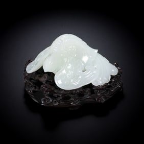 Chinese Qing Dynasty Hotan White Jade Phoenix Bird