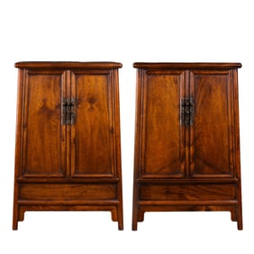 A pair of Chinese Qing dynasty Huanghuali wood cabinets