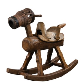 Chinese Qing Dynasty old elm rocking horse