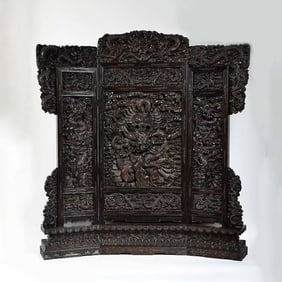 Chinese Qing Dynasty Qianlong Period Rosewood Dragon Screen