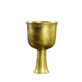 Chinese Yuan Dynasty Pure Gold Stem Cup