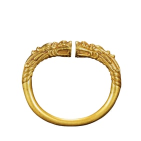Chinese Qing Dynasty Pure Gold Double Dragon Bracelet
